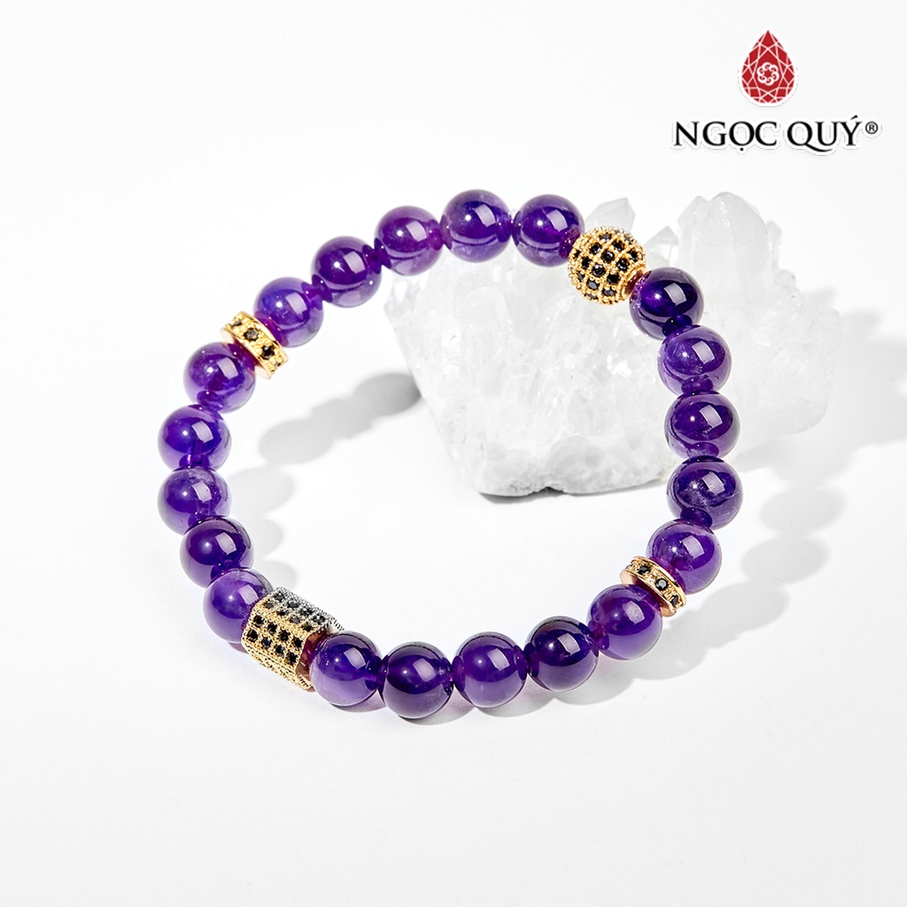Vòng tay TA tím phối charm đính đá - Ngọc Quý