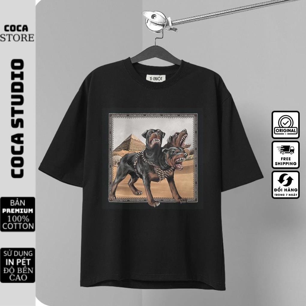 Áo thun Mikenco Cerberus nam nữ in hình 5D, áo phông unisex mikenco chó 3 đầu tay lỡ cotton 100% - COCA Studio