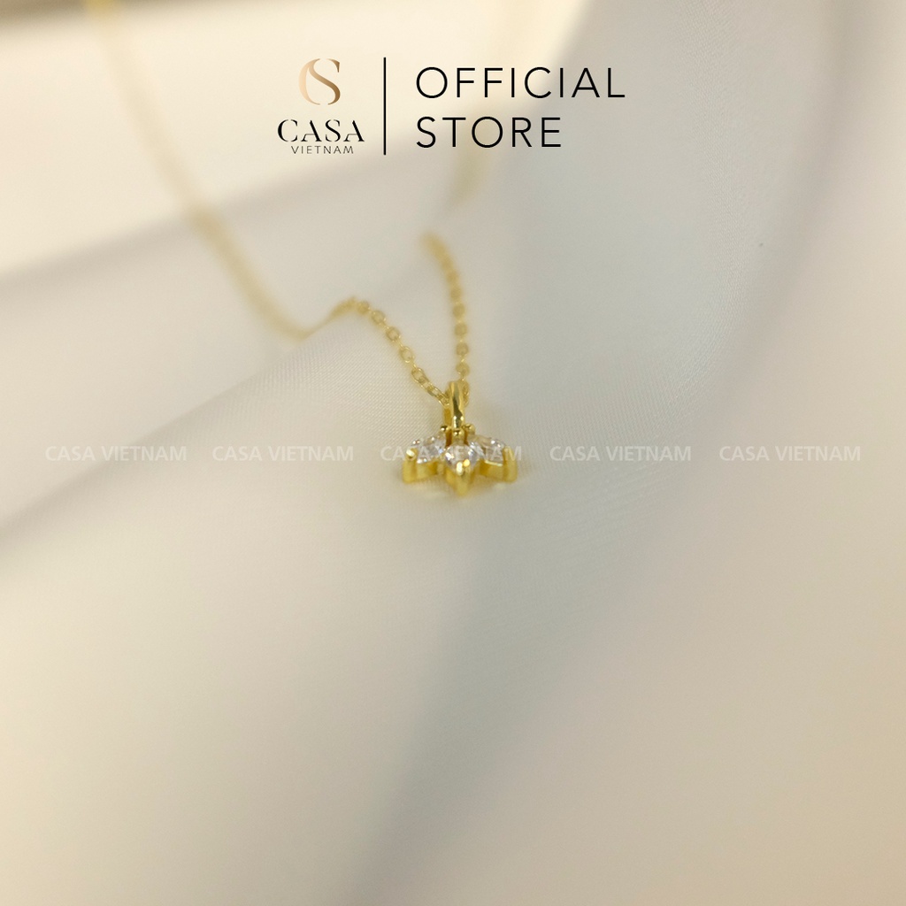 CASA Dây chuyền Bạc 925 mạ vàng mặt 3 LÁ dành cho nữ CASAN029