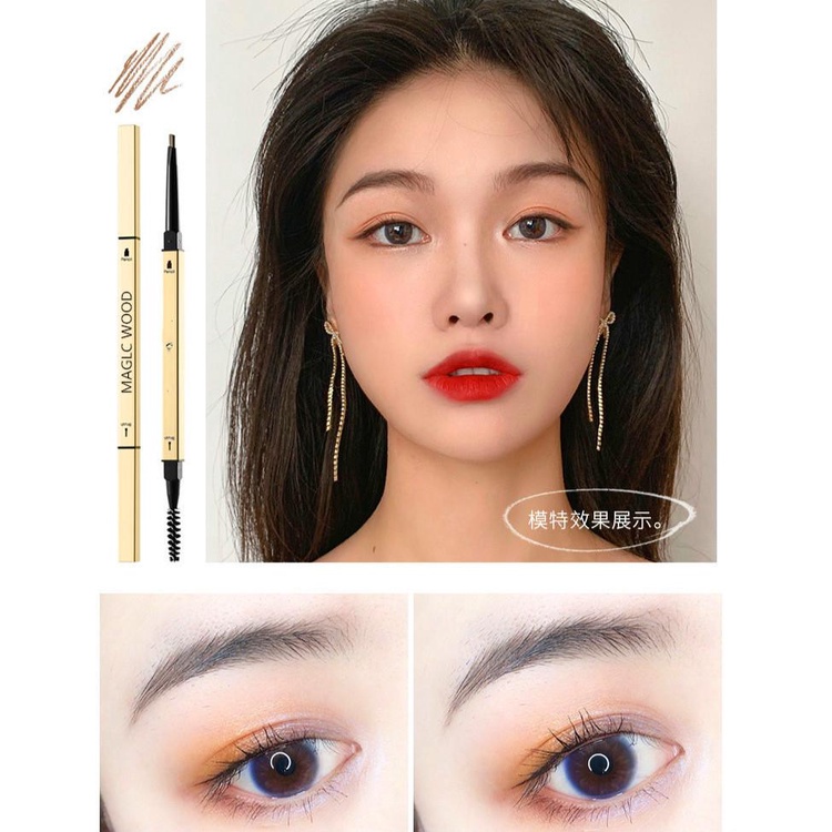 Bút Chì Kẻ Lông Mày Hai Đầu Siêu Mỏng Màu Vàng Đồng Hình Tam Giác | BigBuy360 - bigbuy360.vn