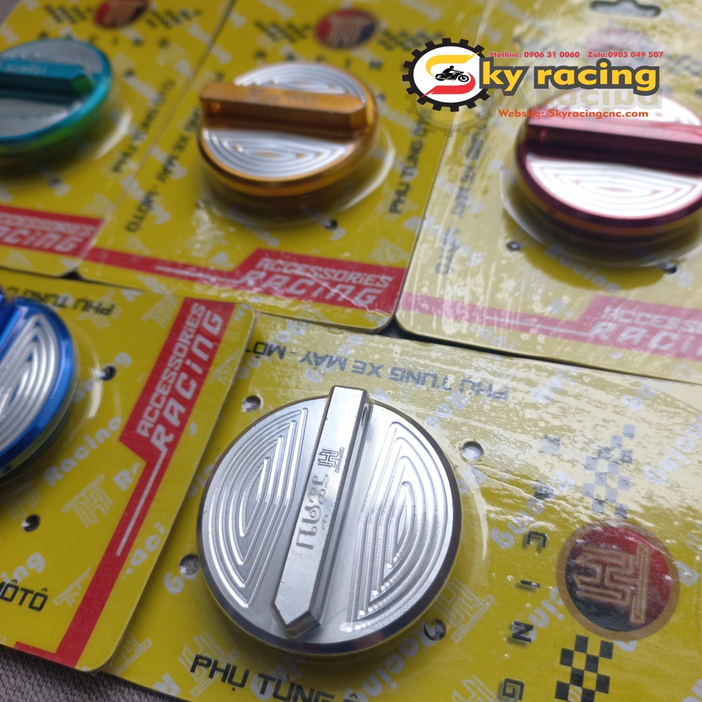 Nắp chụp hộp sên nhôm màu Honda Yamaha  kiểu mũi tên hình dáng bắt mắt