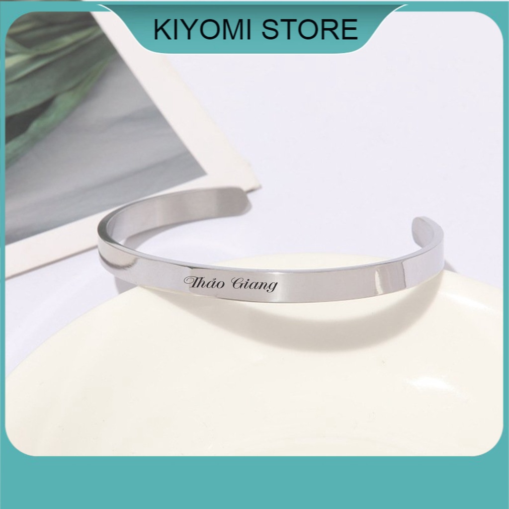 Vòng Tay Nam Nữ Cá Tính Khắc Tên Theo Yêu Cầu Thép Không Rỉ Bảo Hành Trọn Đời KIYOMI STORE