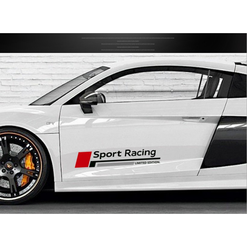 Bộ 2 tem dán cửa xe ô tô Racing Sport