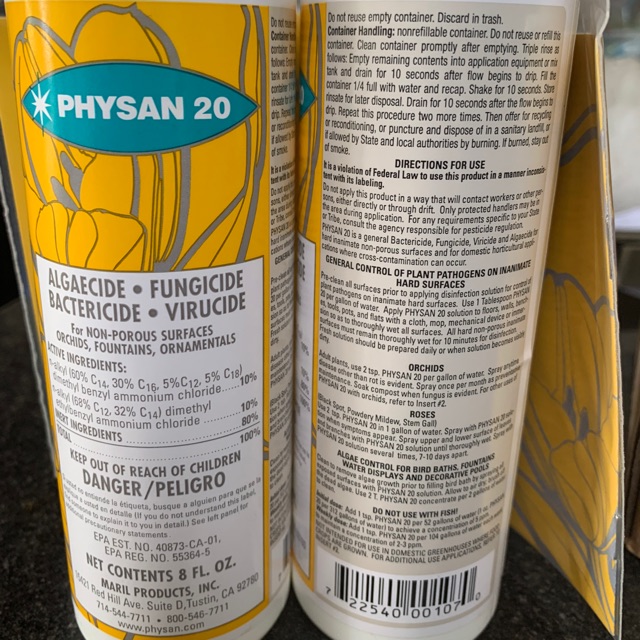 Sản phẩm Nhập từ Mỹ trừ nấm bệnh cây trồng Physan 20 chai 240ml
