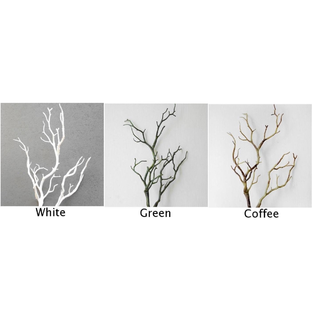 Cành cây khô bằng nhựa 35cm dùng trang trí bàn làm việc màu xanh / cà phê / trắng