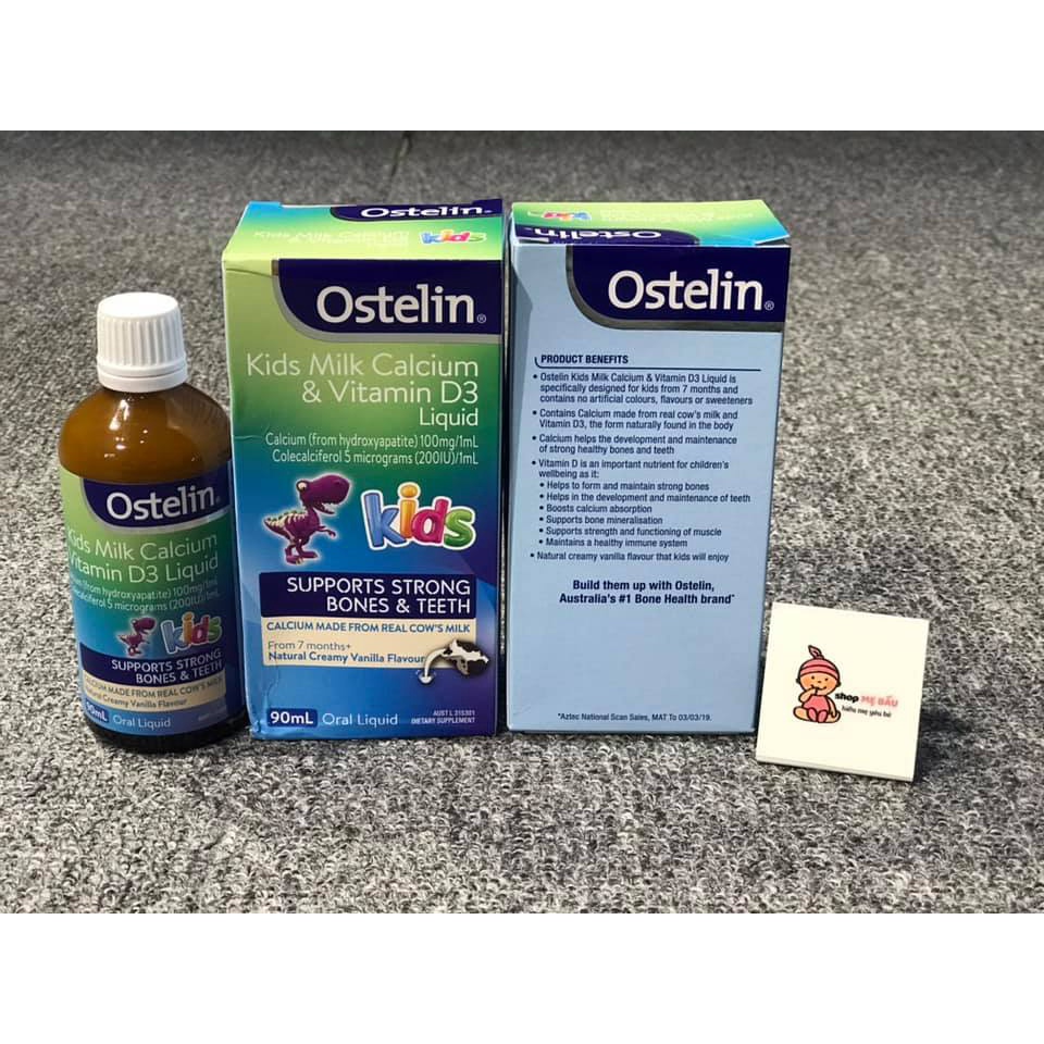 Ostelin Canxi&amp;Vitamin D3 dạng nước bổ sung Canxi&amp;Vitamin D3 90ml cho bé từ 7 tháng tuổi trở lên