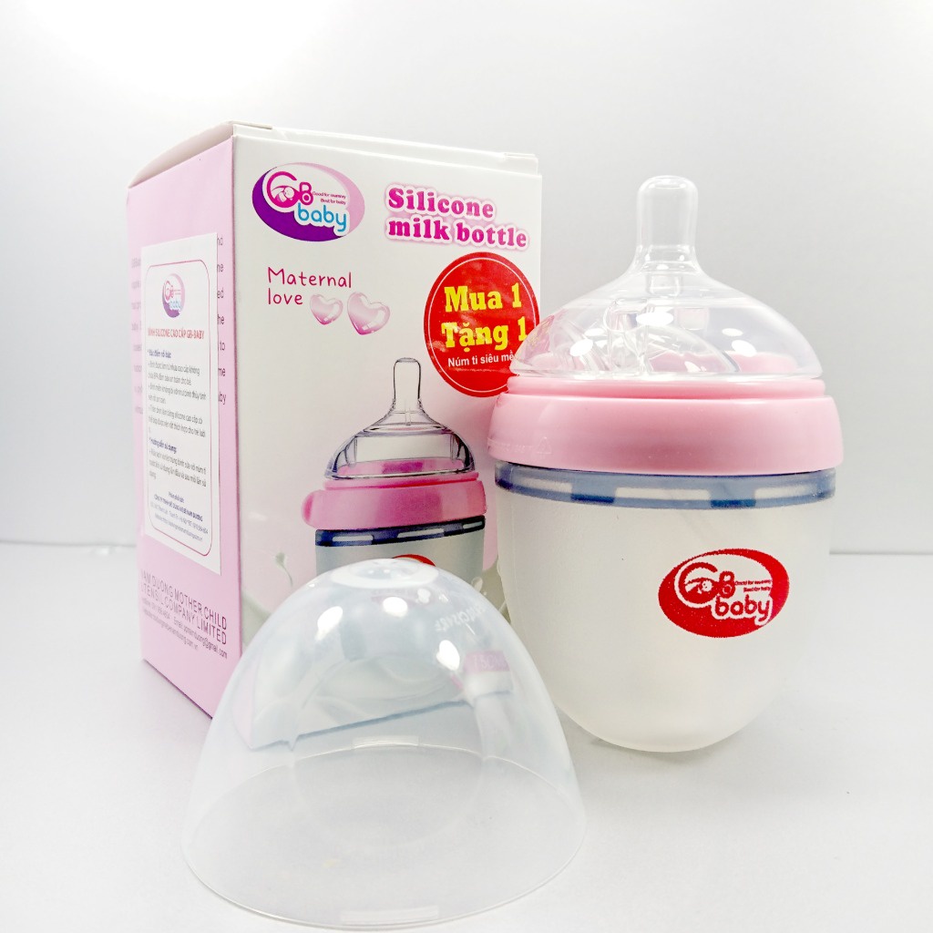 Bình sữa Silicon Cao Cấp GB-Baby Chính Hãng dung tích 150ml/ 250ml (Tặng 1 Núm)