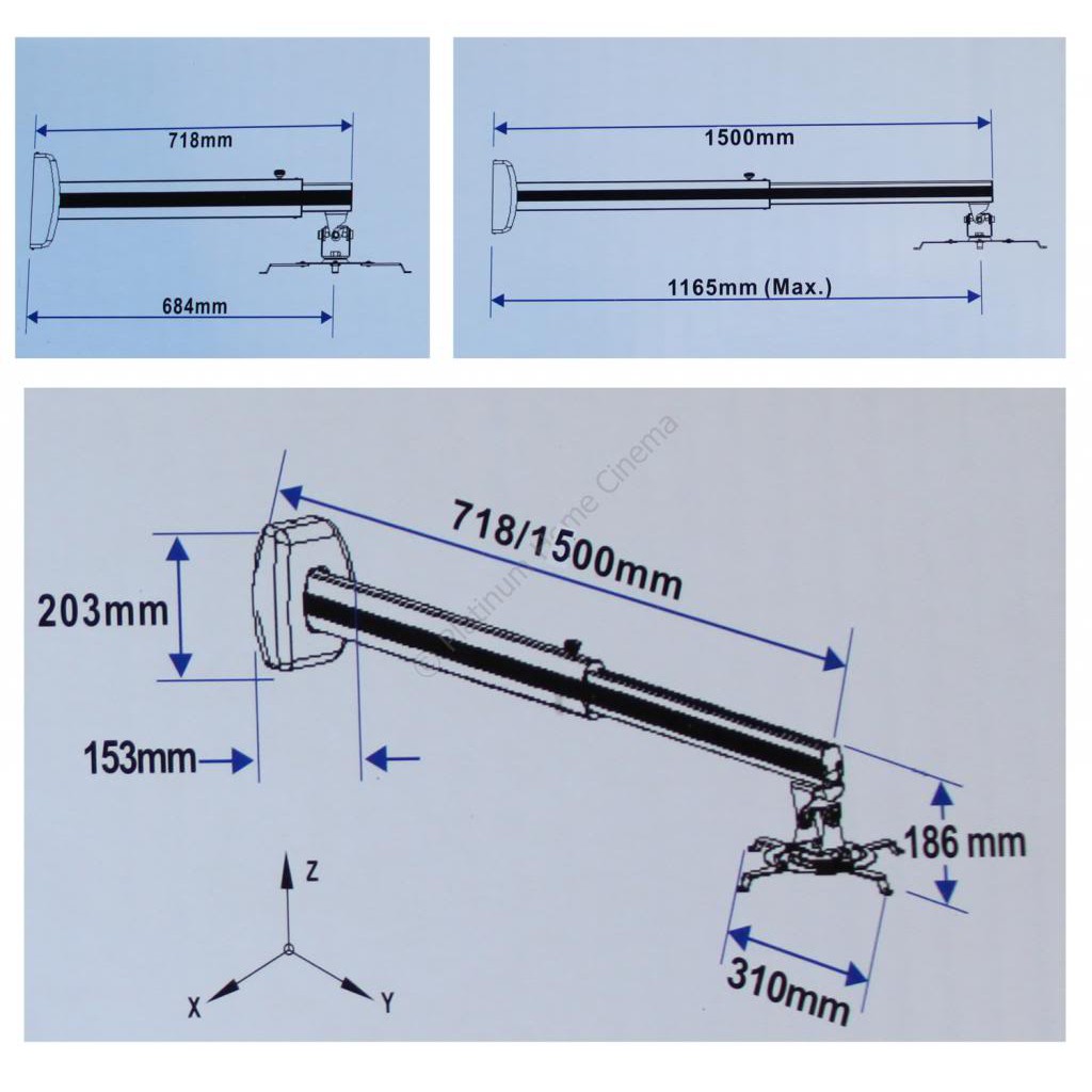 Giá Treo Máy Chiếu Ngang 1,2M DALITE - Mã VTS1200