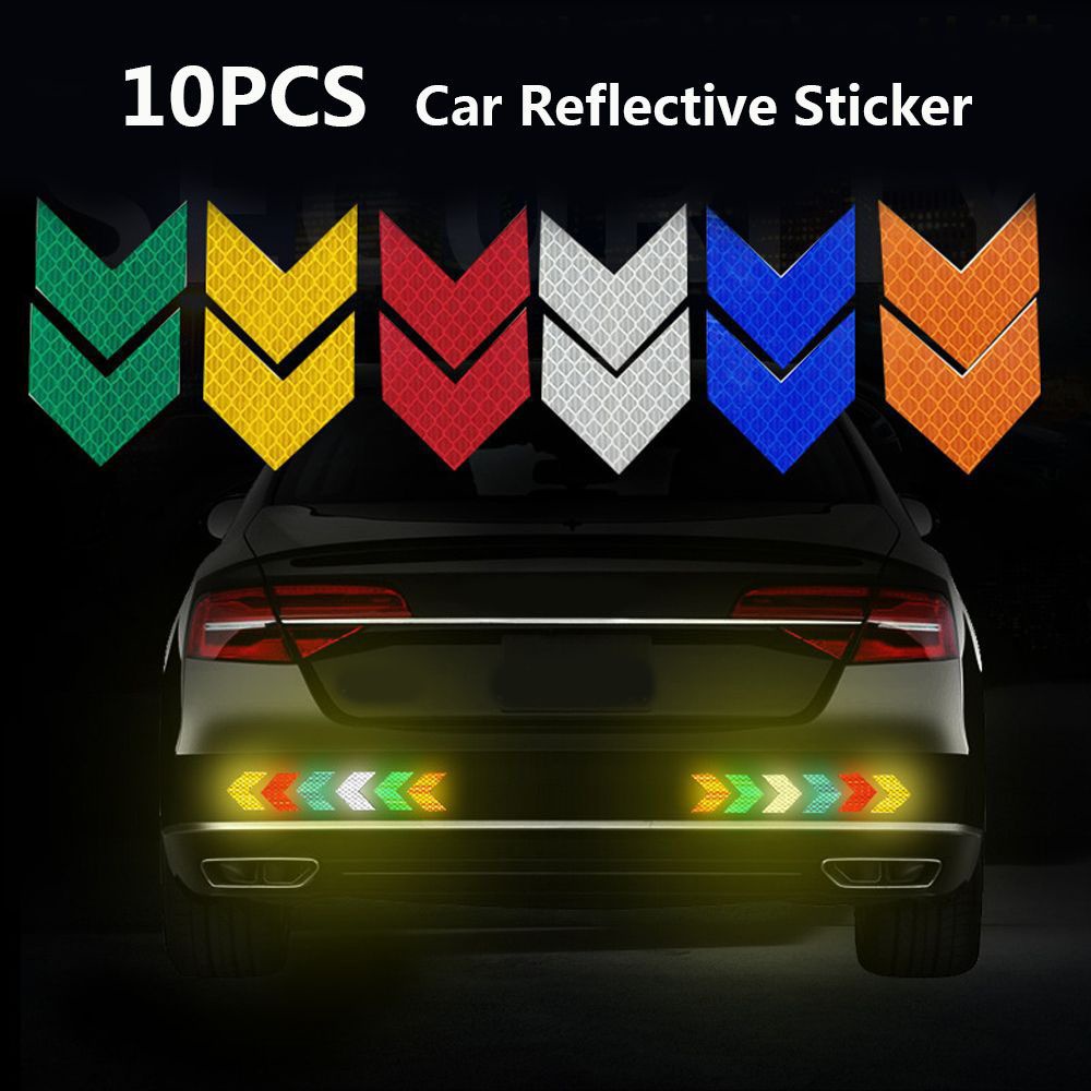 Bộ 10 miếng dán phản quang hình mũi tên nhiều màu độc đáo trang trí xe hơi