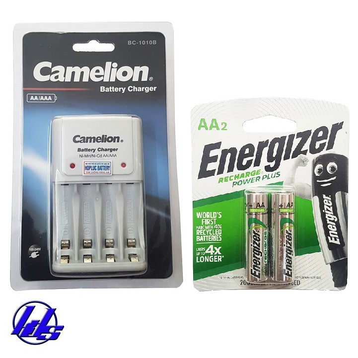 Combo bộ sạc pin AA, AAA BC-1010B kèm 2 pin sạc Energizer AA 2000mAh