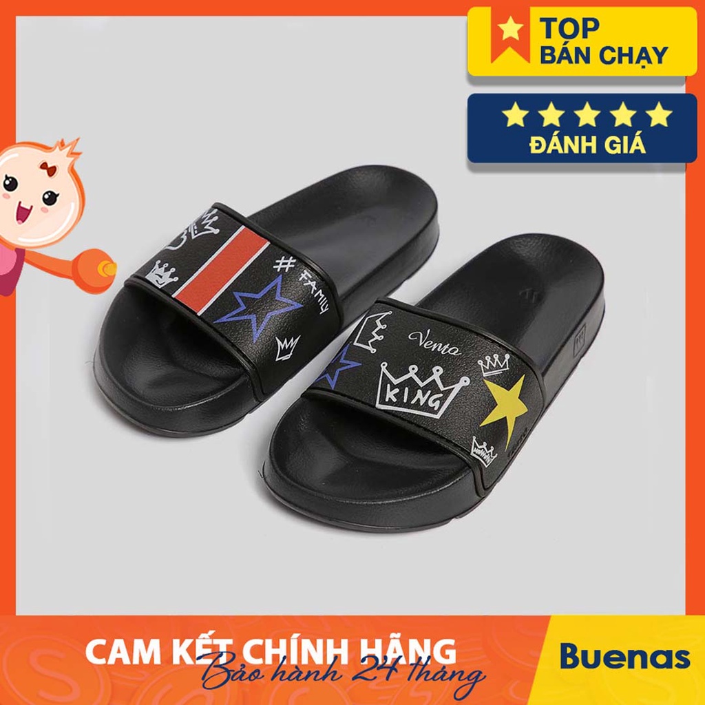 dép vento nam nữ quai ngang Fl06 - màu đen hình vương miện - sandal unisex