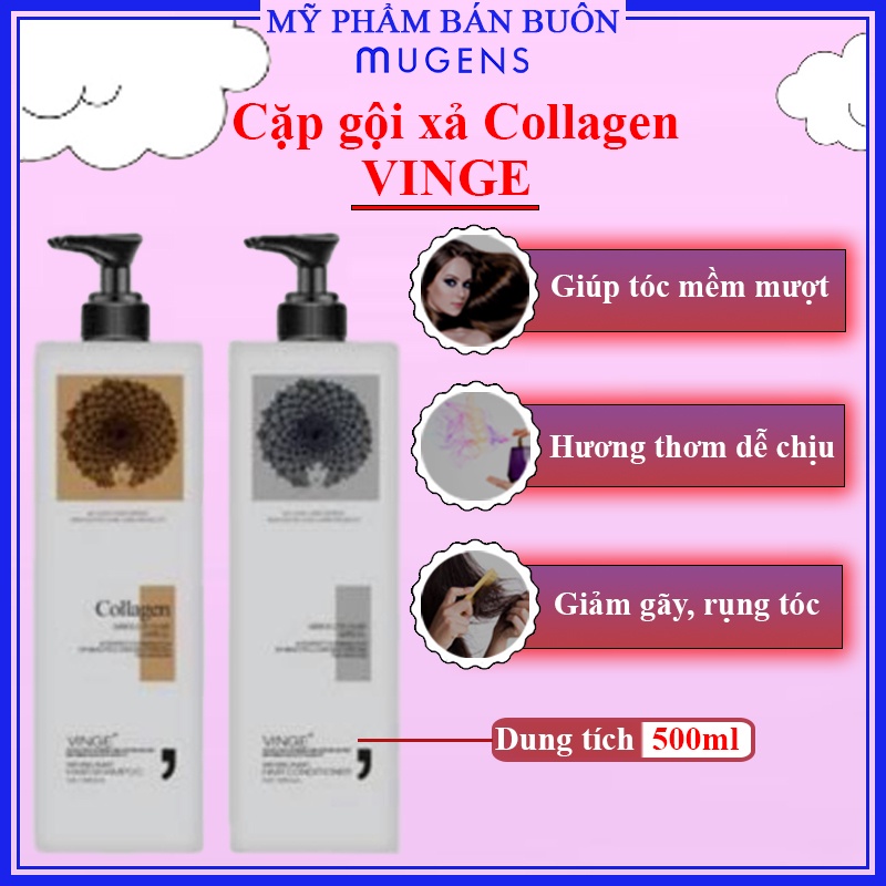 Cặp dầu gội xả Collagen Vinge 1000ML phục hồi ngăn rụng tóc CT06