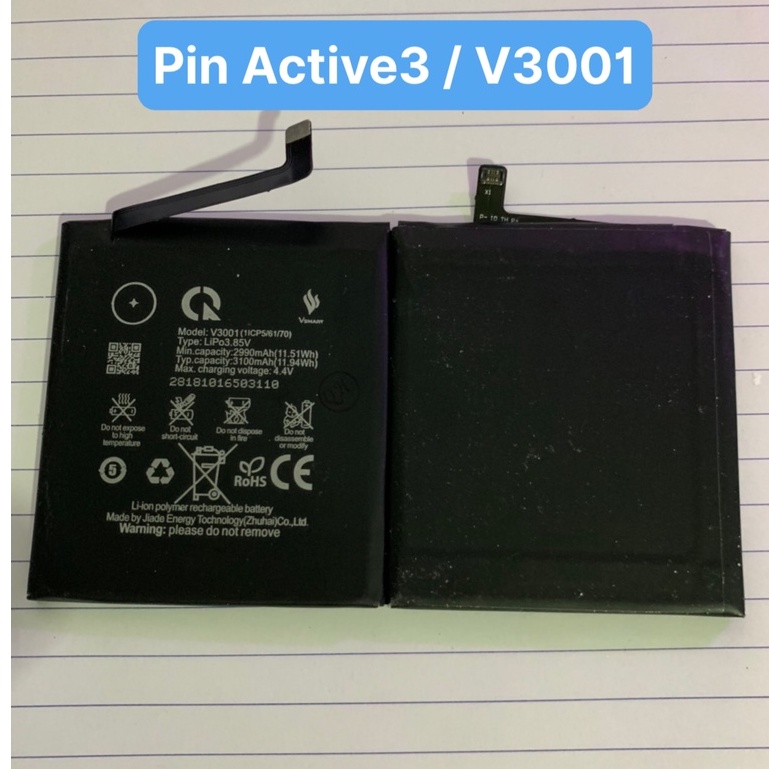 Pin Active3 / V3001 / Vsmart / 3100mAh. Bảo hành 3 tháng
