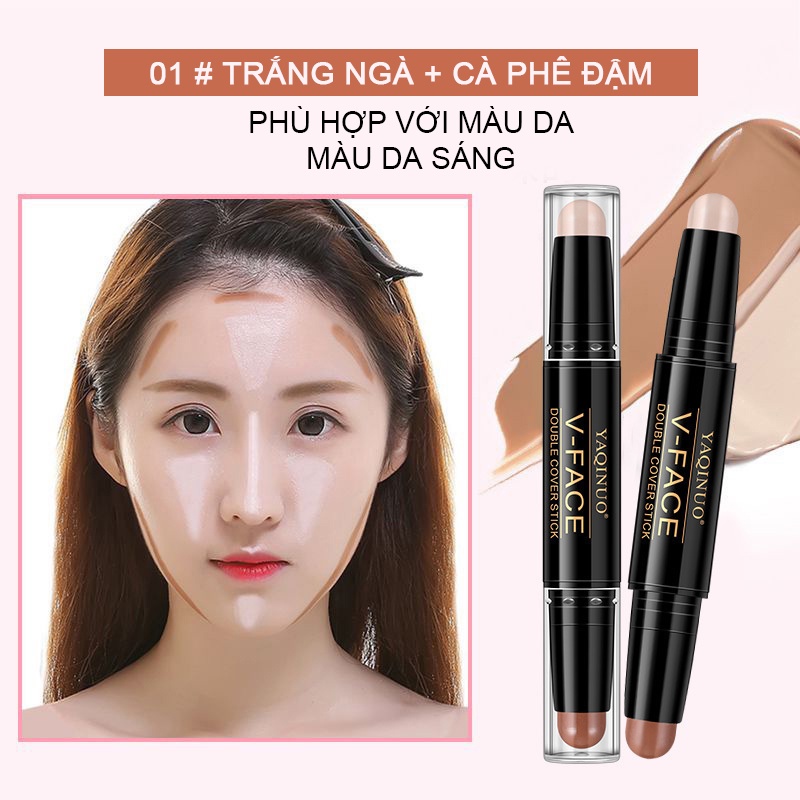 [Hàng mới về] Thỏi kem che khuyết điểm và phấn bắt sáng hai đầu tiện dụng