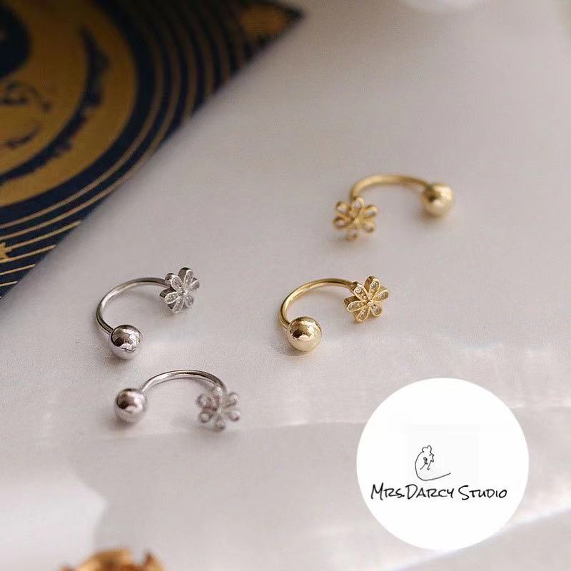 MRS.D【In Stock】100% Sterling Silver U-shaped Ear Bones S925 Earrings Stud Earrings Colors of Zircon Jewelry Gift Ear Clips Minimalist Earring Design Jewelry Girls Allergy Free