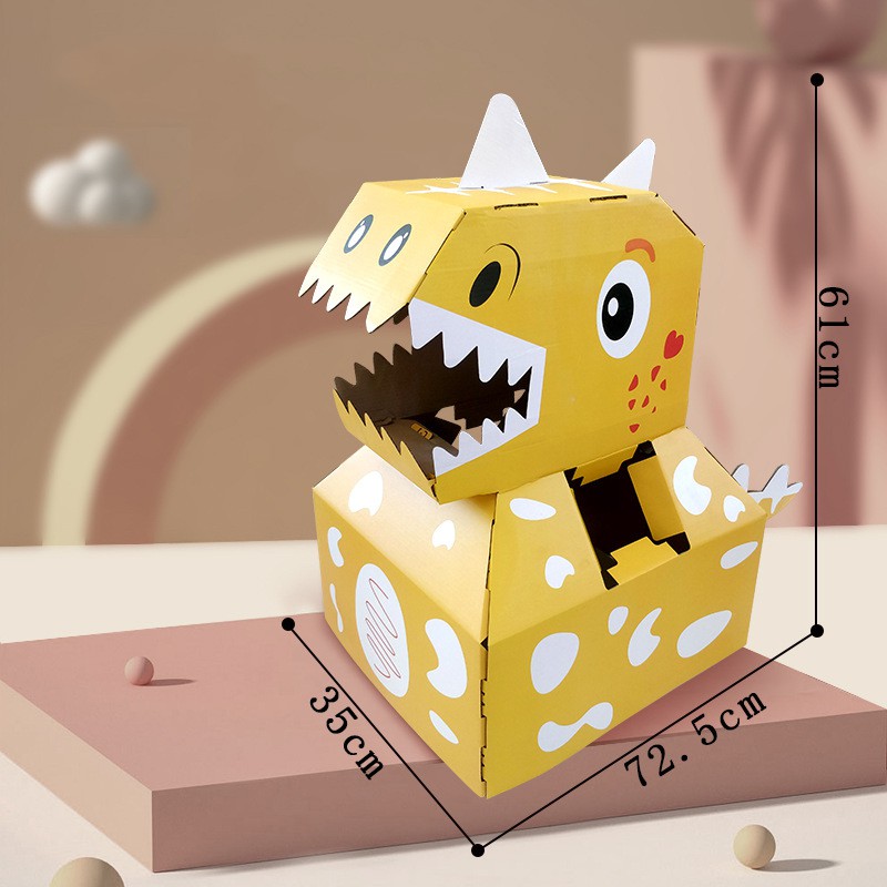 Đồ chơi thùng carton khủng long bìa carton tự lắp ghép - Đồ chơi handmade cho bé