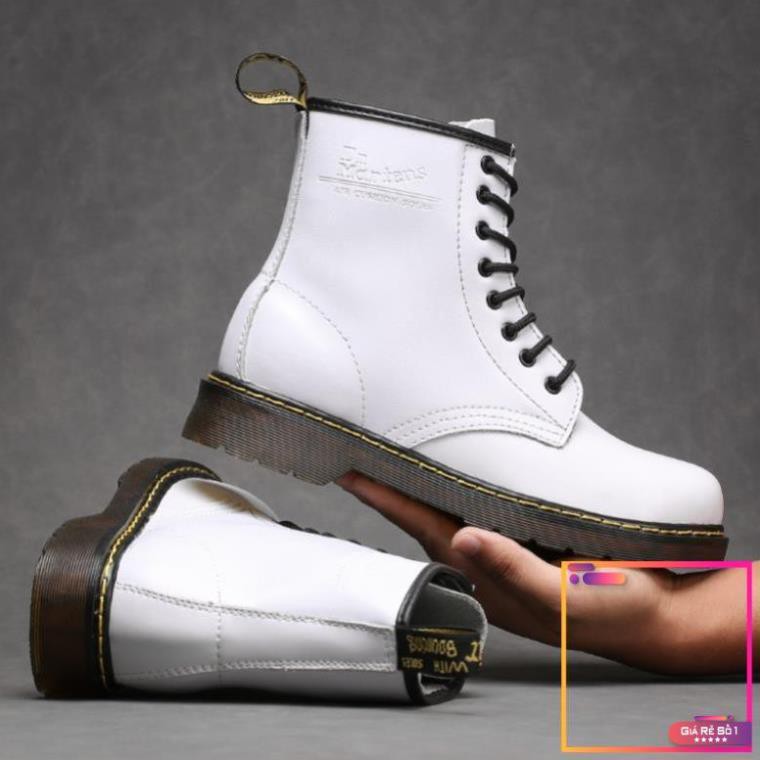 Giày bốt kiểu cao bồi Dr. Martens1460 màu trắng thời trang phong cách retro dành cho nam và nữ  -V1