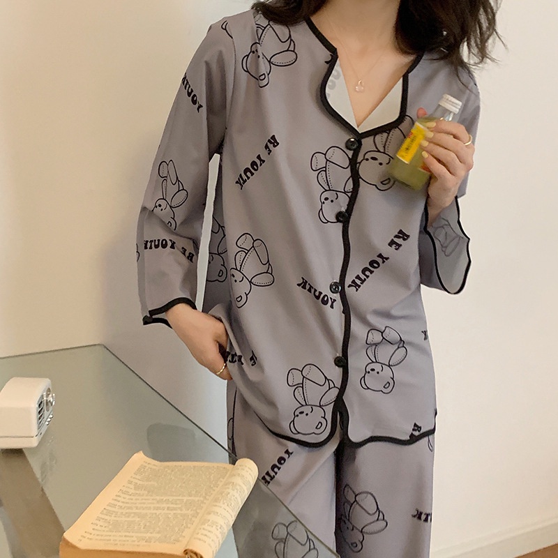 Bộ Đồ Ngủ Mỏng Tay Dài In Hình Gấu Violent Nhật Bản Thời Trang Xuân Thu 2022 La106