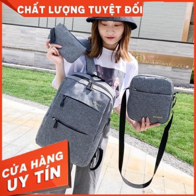 Balo chống nước cực bền LEOTIVA BL010 - tặng túi đeo chéo và ví cầm tay, BALO ULZZANG BASIC nam Nữ, Laptop Cao