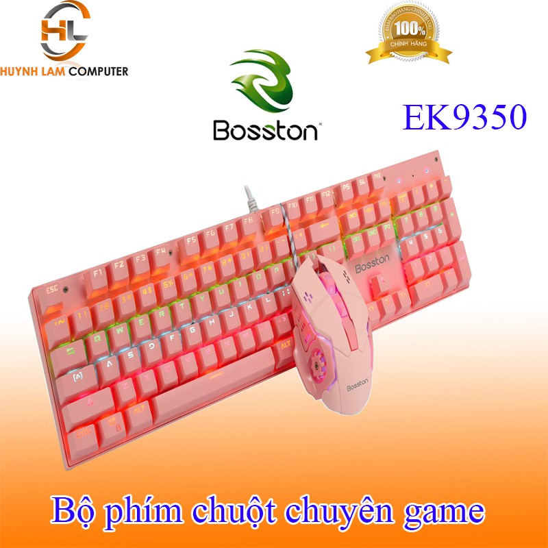 Bộ phím chuột cơ có dây chuyên game Bosston EK9350 Led màu hồng - Hãng phân phối