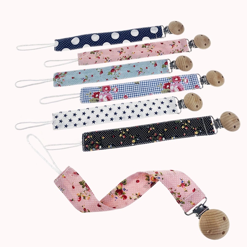 Giá Đỡ Núm Vú Giả Bằng Vải Cotton Mềm In Họa Tiết Dây Xích Kẹp DIY Cho Bé Sơ