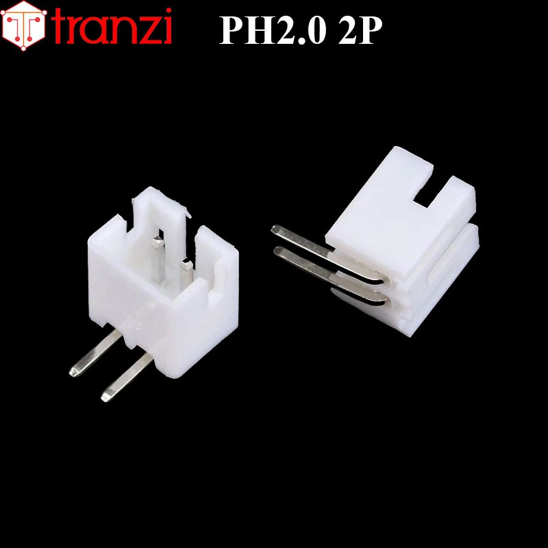 Giắc cắm header 2.0mm PH2.0 2P chân cắm cong trắng - túi 50 cái