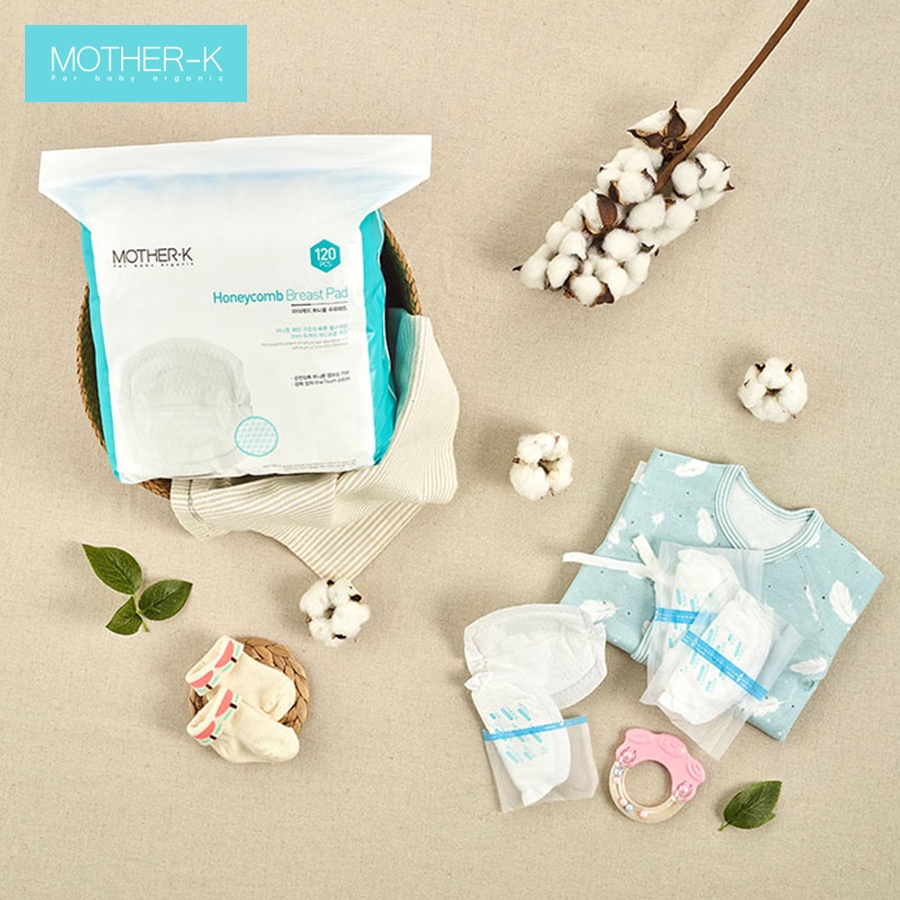 (MẪU MỚI) Lót thấm sữa tổ ong 3D Mother-K  Hàn Quốc GÓI 120 CÁI MOTHERK