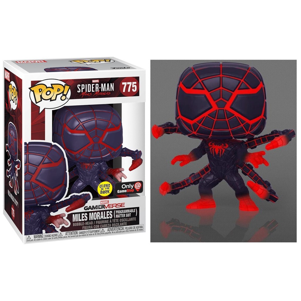 Đồ chơi mô hình funko pop 775 Miles Morales (Programmable Matter Suit) (Glow In The Dark) - Marvel