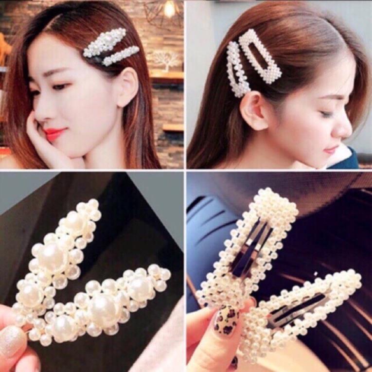 Sét kẹp tóc đính hạt 4 chi tiết - LADY