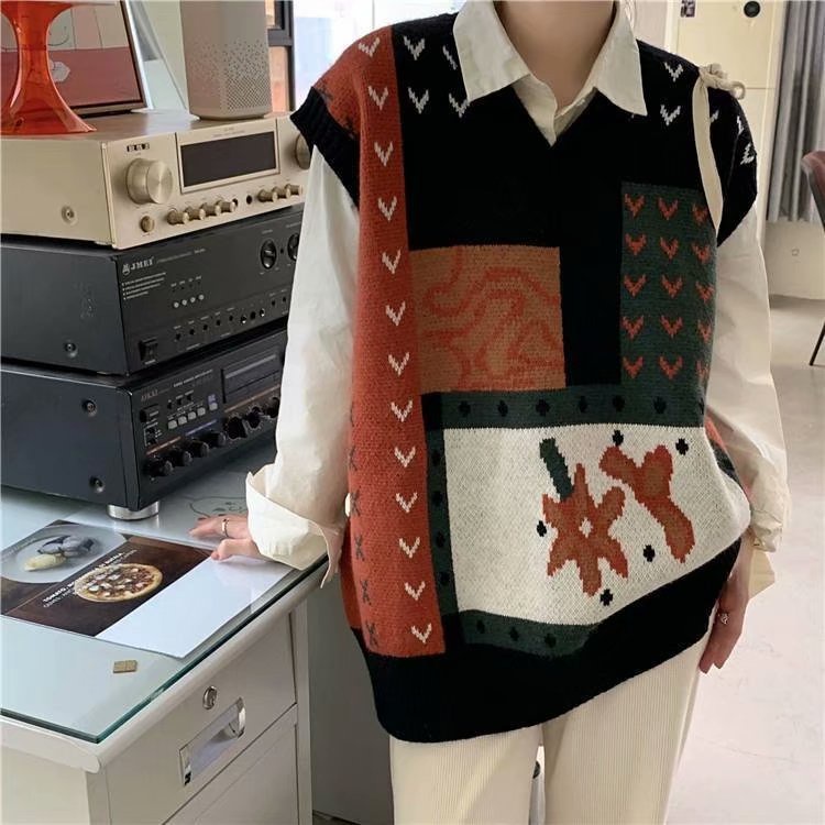 Áo sweater Dệt Kim Mỏng Sát Nách Cổ Chữ V Dáng Rộng Thời Trang Phong Cách Hàn Quốc Cho Nam Và Nữ