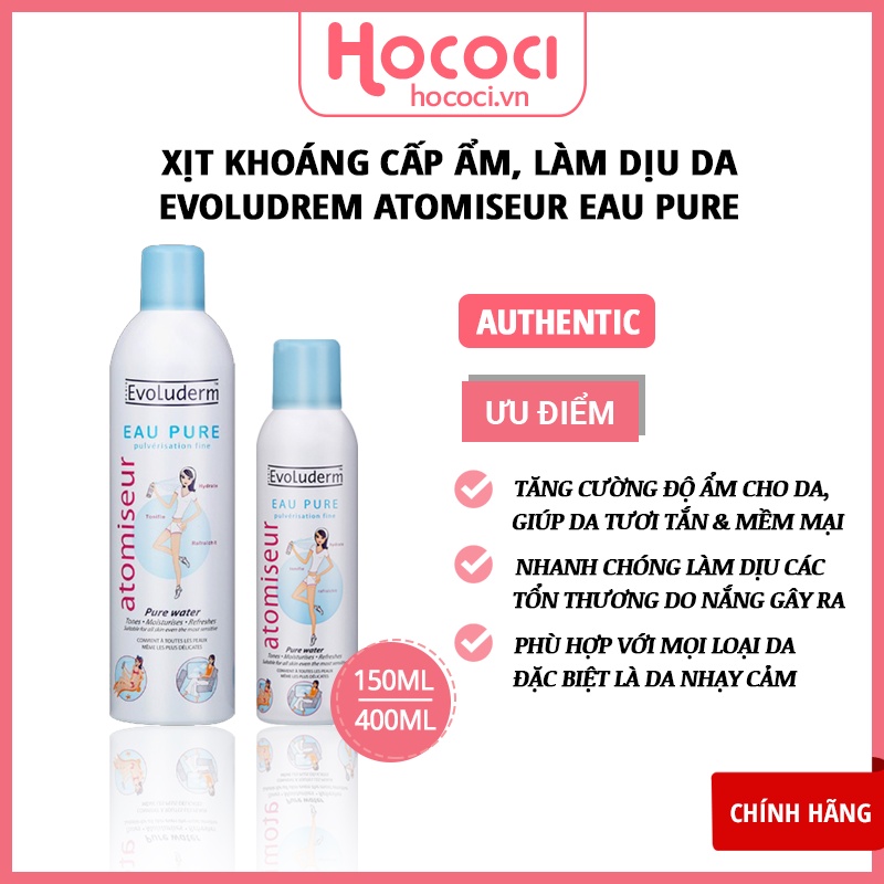 ✅[CHÍNH HÃNG] Xịt Khoáng Cấp Ẩm Làm Dịu Da Evoluderm Atomiseur Eau Pure