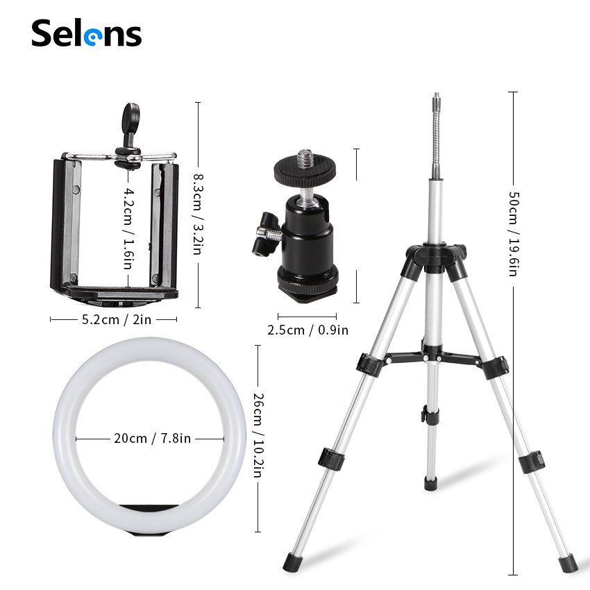 Selens Đèn Led Kèm Chân Đỡ Hỗ Trợ Chụp Ảnh 26cm