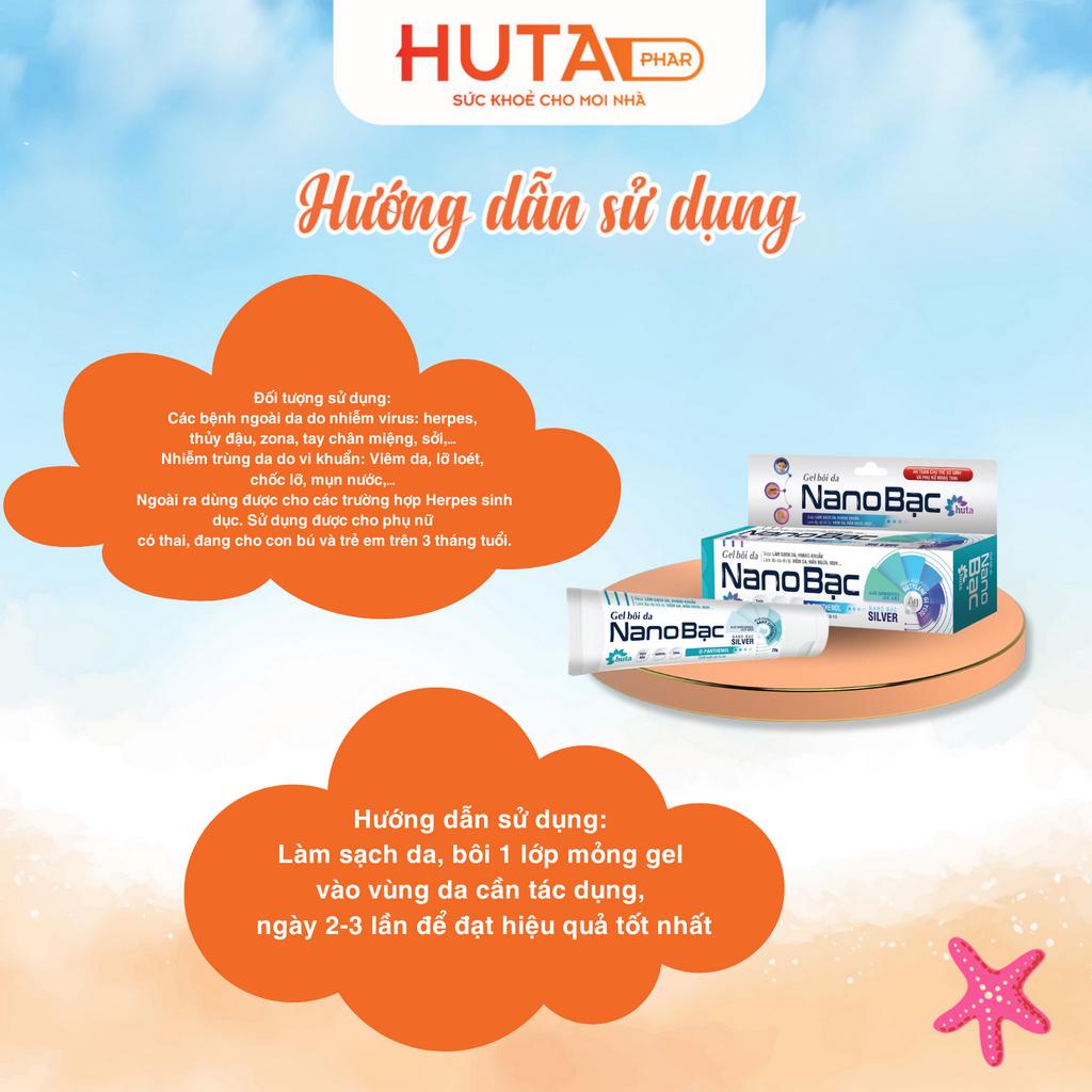 Gel bôi Nano Bạc HUTA PHAR  hỗ trợ kháng khuẩn, lành thương, tái tạo da, ngăn ngừa sẹo