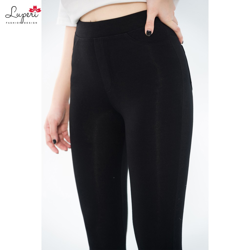 Quần Legging Cao Cấp Luperi SP59 Đen Co Giãn Tốt, Không Bai, Không Xù Nâng Mông Hiệu Quả