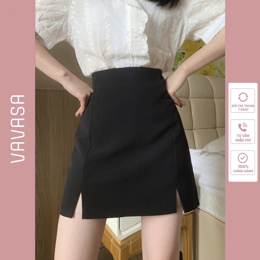 Chân váy chữ a ngắn lưng cao công sở bigsize xẻ tà  CV06