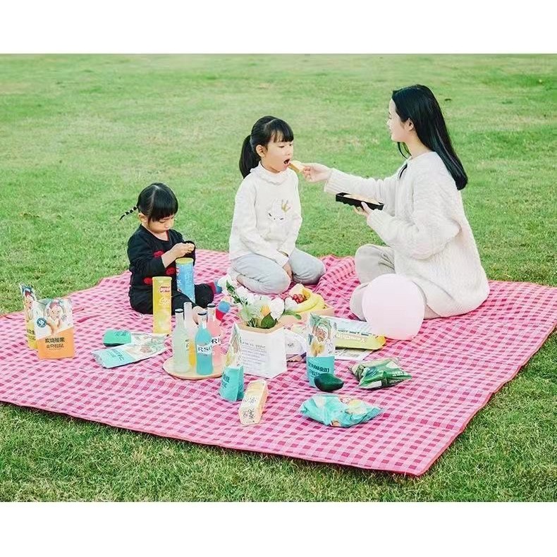 )Thảm đi picnic du lịch gấp gọn dã ngoại chống nước cao cấp họa tiết caro tấm trải đi biển camping giá rẻ