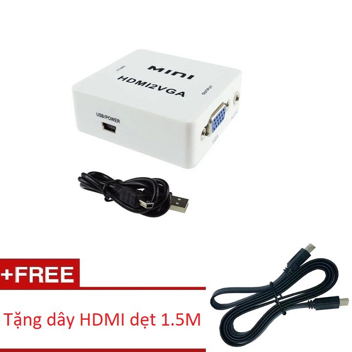 Khuyến mãi bộ chuyển đổi HDMI sang VGA - HDMI to VGA Tặng dây HDMI dẹt 1.5M