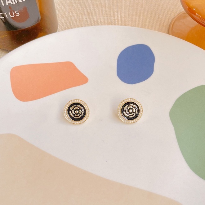 Khuyên tai kẹp không bấm lỗ chốt cố định K189 bằng hợp kim mạ vàng hình tròn bông hoa dáng ngắn Leous Accessories