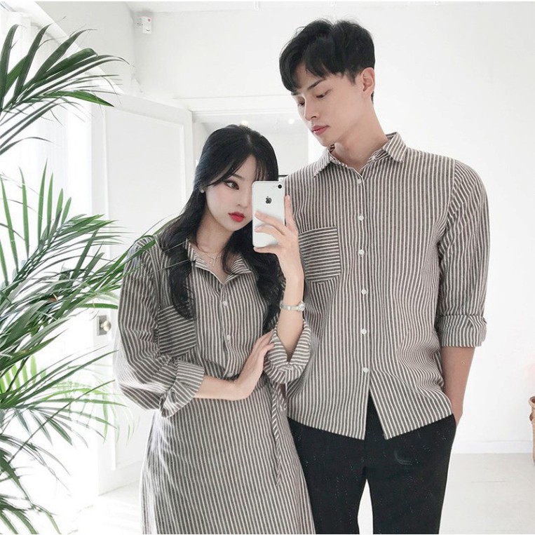 Đồ đôi đẹp, Đồ đôi váy nữ sơ mi nam Hàn Quốc Couple đồ cặp đẹp chụp ảnh cưới