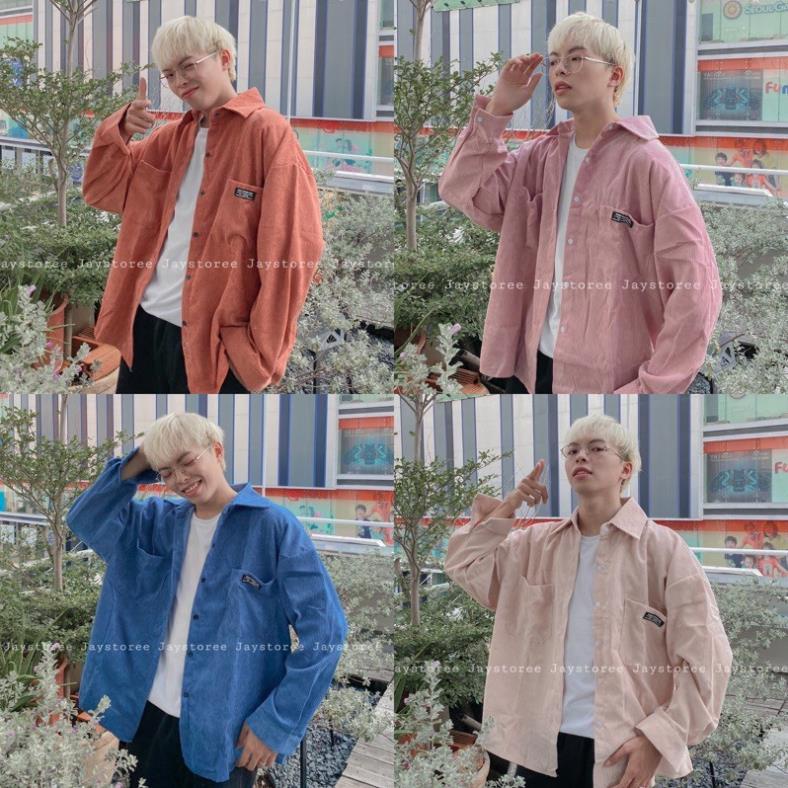 Áo Sơmi nhung gân 2T 🌼 Nam nữ Unisex 🌟Jaystoree 😍