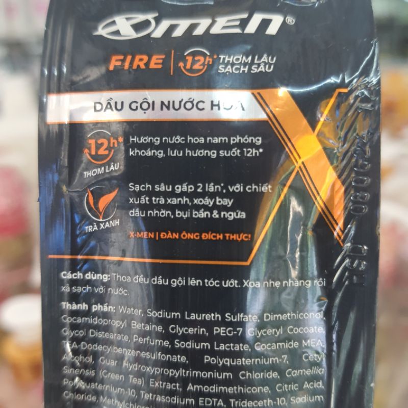 1 dây dầu gội nước hoa X-Men Fire Active thơm mạnh mẽ