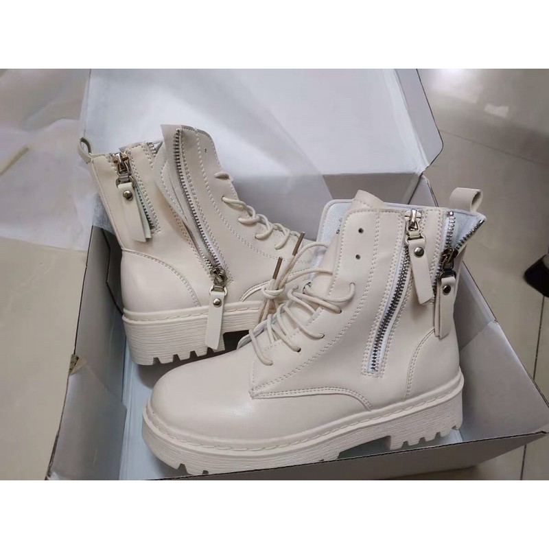 (Sẵn hàng) Boots Martin nữ, bốt buộc dây nữ có hai khoá sườn | BigBuy360 - bigbuy360.vn