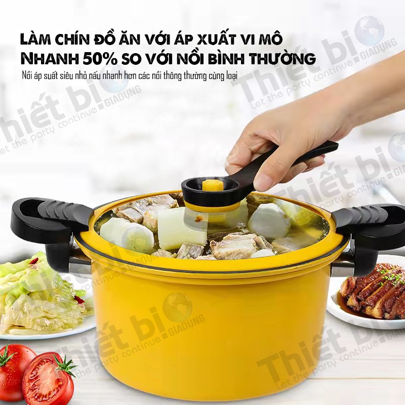 Nồi áp suất, Nồi hầm cháo, Kho cá đa năng mini totipotent pot 3.5L dùng cho mọi loại bếp từ, bếp gas, bếp hồng ngoại