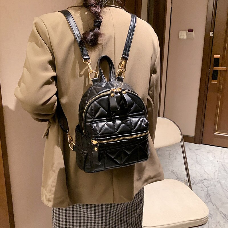 JASMNI NOIR  Small PU Leather Women Backpack Female Fashion 2020 Luxury Ladies Winter Bagpack Girls Travel Branded Shoulder Bag