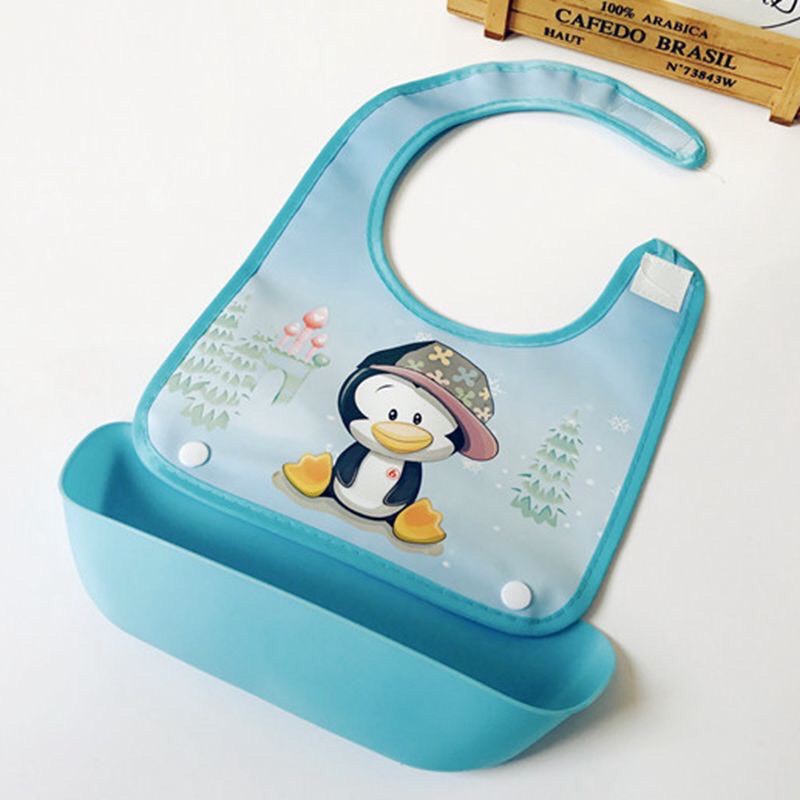 Yếm ăn dặm cho bé, Yếm Ăn Dặm Chống Thấm Có Máng Hứng Cho Bé (Tháo Dời)