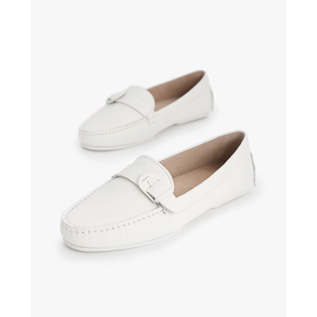 PEDRO - Giày đế bệt nữ mũi tròn Leather Moccasins PW1-65980025-41