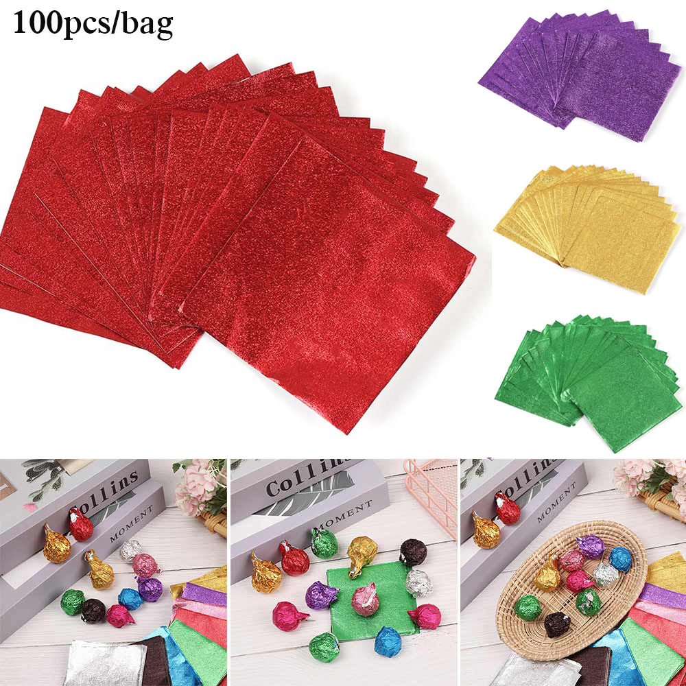 Set 100 Giấy Thiếc Mạ Vàng Nhiều Màu Sắc Chuyên Dụng Cho Trang Trí Tiệc Cưới