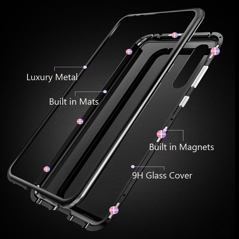 Kết cấu thoải mái Ốp lưng kim loại hấp phụ từ tính cho Ốp lưng Samsung A30 có nắp kính cường lực phía sau