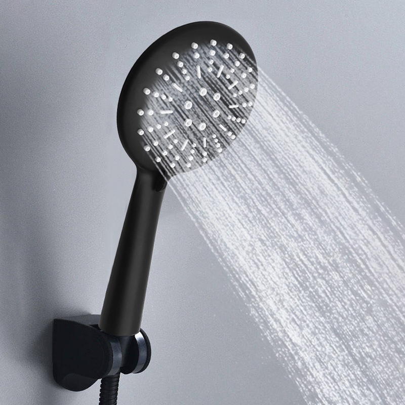 Tay sen, vòi sen nhựa ABS mặt 12cm sơn tĩnh điện màu ĐEN 3 chế độ nước, sử dụng cả nước nóng và lạnh - QM.TS048