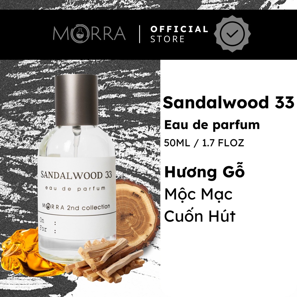 Nước Hoa Nam Morra Sandalwood 33 Dung Tích 50ml Nguyên Liệu Nhập Pháp Hương Thơm Cổ Điển, Nam Tính, Phóng Khoáng